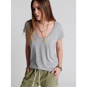 One Teaspoon Womens Grey Marl Scoop Neck Shirt Short Sleeve Size XXS NWT $58